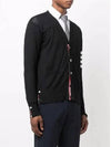 Men's Sustainable Classic Diagonal Wool Cardigan Black - THOM BROWNE - BALAAN 3