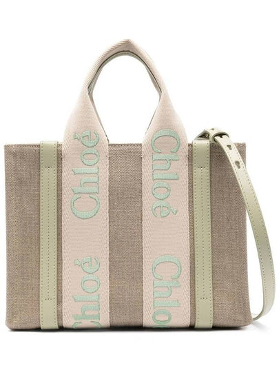 Woody Logo Small Tote Bag Green Beige - CHLOE - BALAAN 2