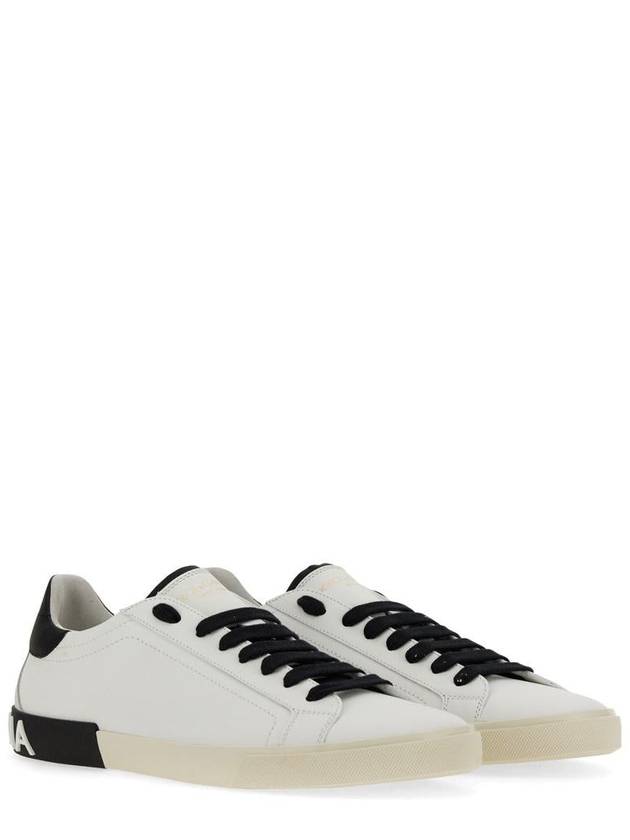 Calfskin Portofino Vintage Sneakers White Black - DOLCE&GABBANA - BALAAN 8