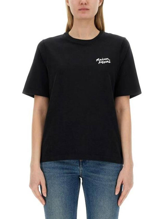 Handwriting Logo Cotton Short Sleeve T-Shirt Black - MAISON KITSUNE - BALAAN 1