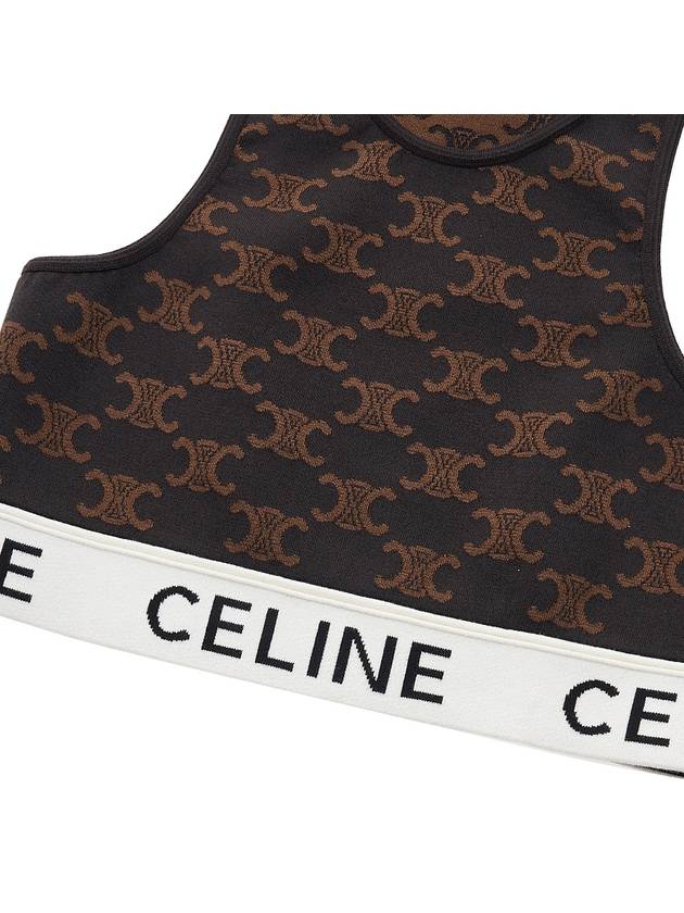 Triomphe Monogram Silk Cotton Bra Top Brown - CELINE - BALAAN 6