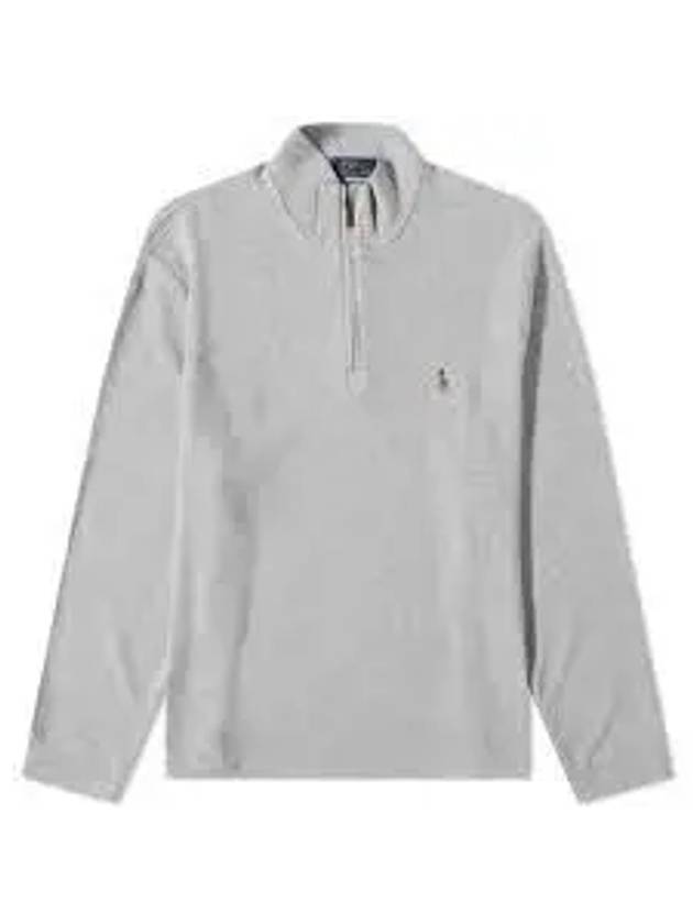 Embroidered Pony Logo Half Zip-Up Knit Top Grey - POLO RALPH LAUREN - BALAAN 2