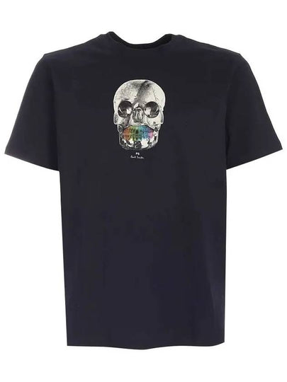 Rainbow Skull Printing Slim Fit Short Sleeve T-Shirt Black - PAUL SMITH - BALAAN 2