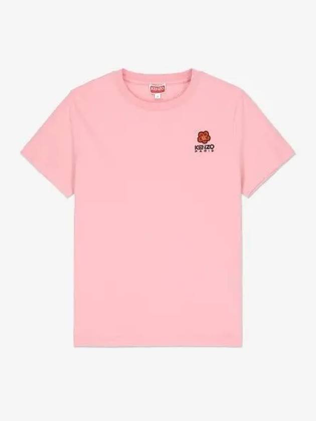 Boke Flower Logo Embroidery Short Sleeve T Shirt Pink - KENZO - BALAAN 2