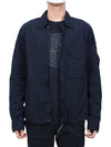 Chrome-R Zip-Up Over Long Sleeve Shirt Navy - CP COMPANY - BALAAN 4