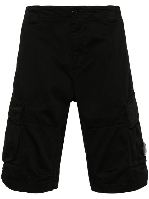 Stretch Satin Cargo Shorts Black - CP COMPANY - BALAAN 3