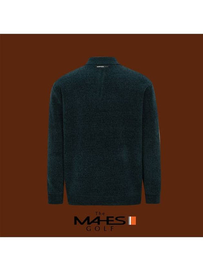 Logo Knit Sweater Navy Orange Label Homme Stretch Velvet Half Zip Up GP70353 - MAHES - BALAAN 2