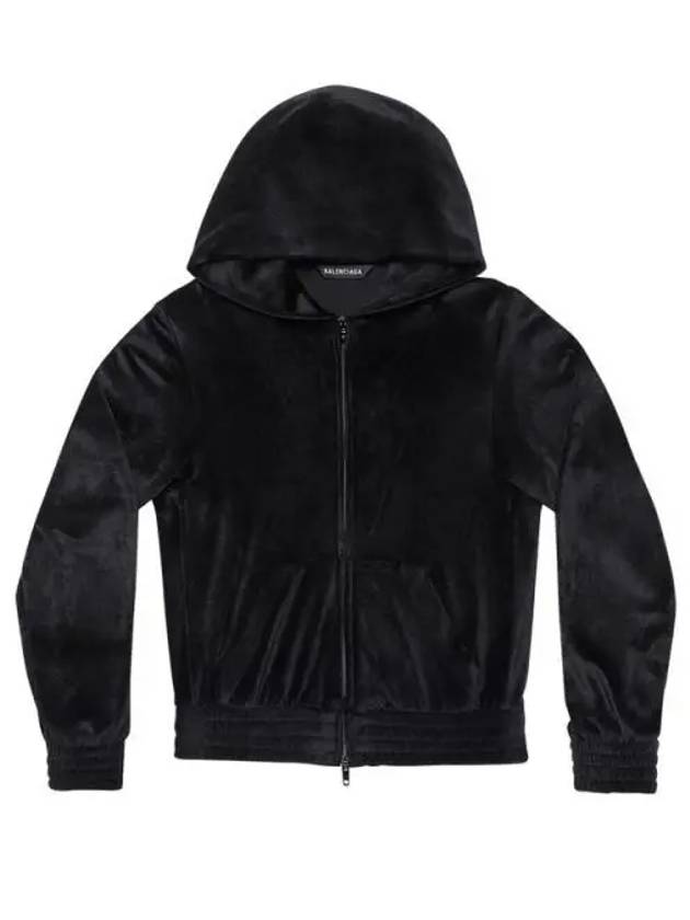 Women's BB Paris Strass Velvet  Zip-Up Hoodie Black - BALENCIAGA - BALAAN 2