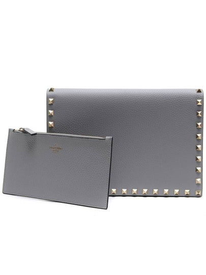 Rockstud Clutch Bag Grey - VALENTINO - BALAAN 2