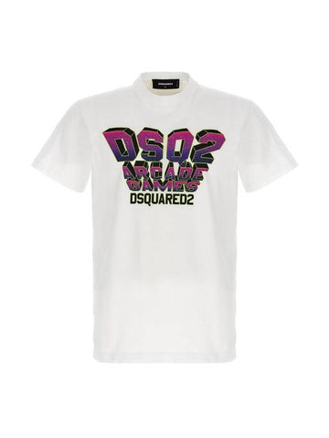 logo graphic print short sleeve t-shirt white - DSQUARED2 - BALAAN 1