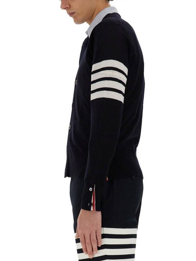 Men's Sustainable Classic Diagonal Wool Cardigan Navy - THOM BROWNE - BALAAN 5