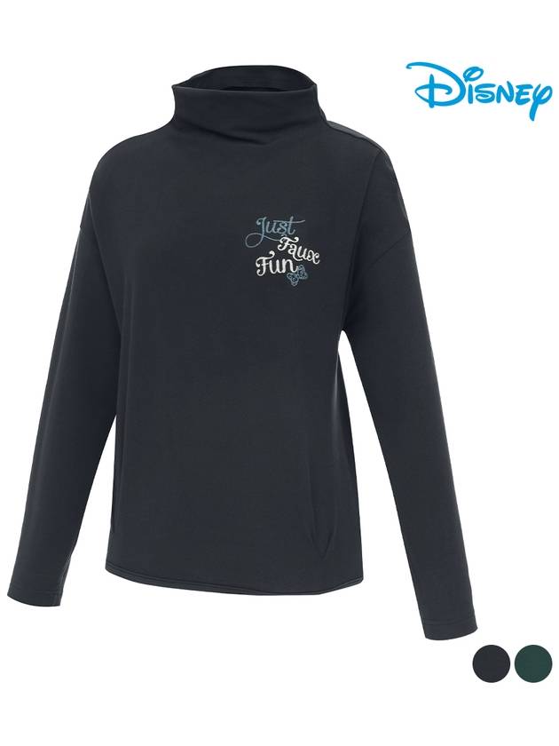 Women s over shoulder pin tuck point long sleeve high neck half t shirt DN3LTS011 - DISNEY GOLF - BALAAN 2