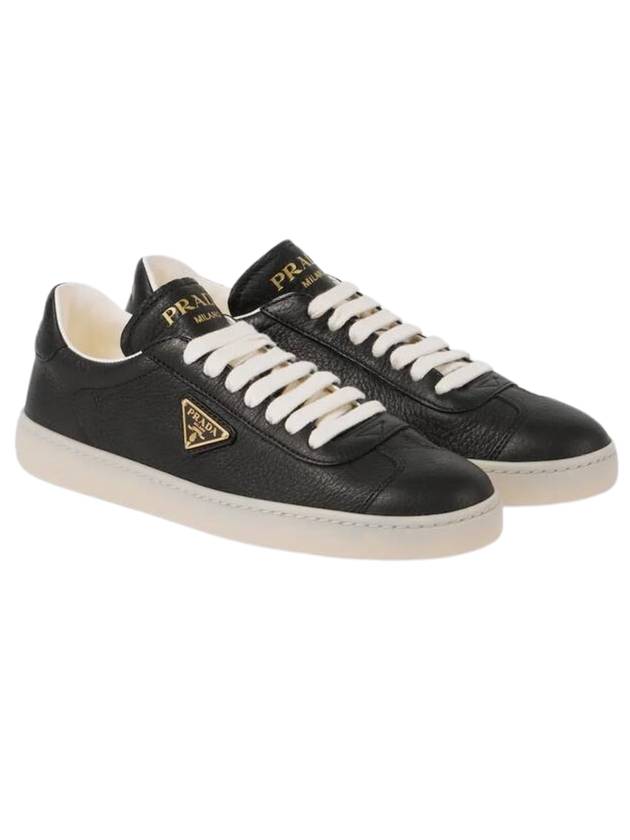 Leather Low-Top Sneakers Black - PRADA - BALAAN 1