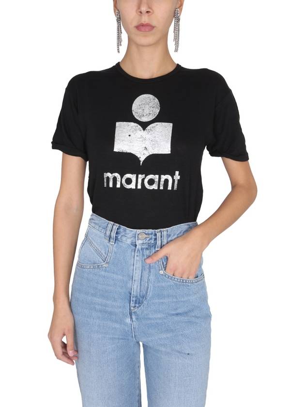 Koldi Linen Short Sleeve T-Shirt Black - ISABEL MARANT ETOILE - BALAAN 7