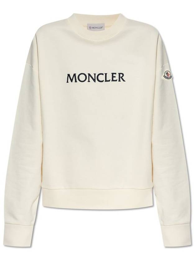 Embroidered Tonal Logo Cotton Sweatshirt Ivory - MONCLER - BALAAN 1