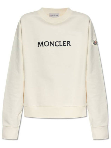 Embroidered Tonal Logo Cotton Sweatshirt Ivory - MONCLER - BALAAN 1