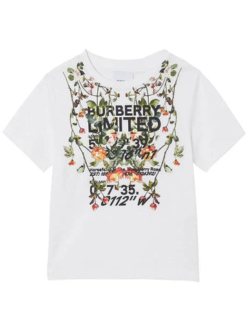 12th Anniversary Kids Floral Logo Print T Shirt 8038446 - BURBERRY - BALAAN 1