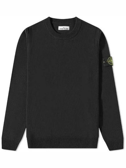 Wappen Patch Crew Neck Wool Knit Top Black - STONE ISLAND - BALAAN 2