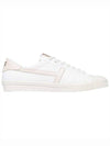 T Logo Leather Low Top Sneakers White - TOM FORD - BALAAN 1