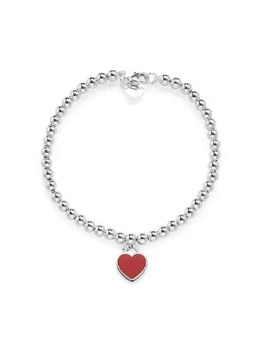 Return To Tiffany Heart Tag Bead Large Bracelet Red Silver 61941819 - TIFFANY & CO. - BALAAN 1