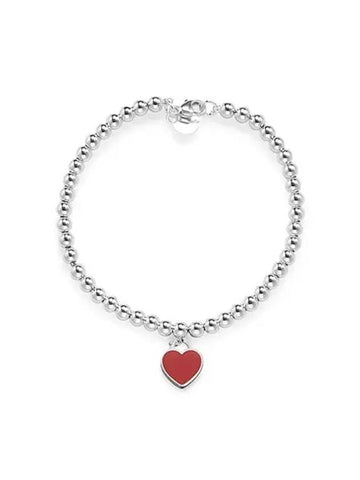 Return To Tiffany Heart Tag Bead Large Bracelet Red Silver 61941819 - TIFFANY & CO. - BALAAN 1