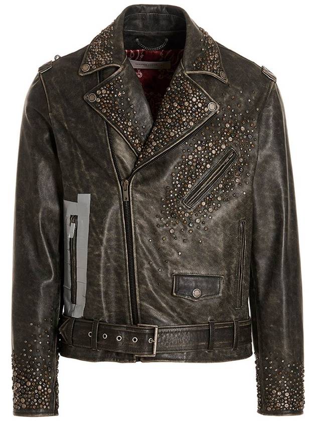 Golden Goose Distressed Leather Biker Jacket - GOLDEN GOOSE - BALAAN 1