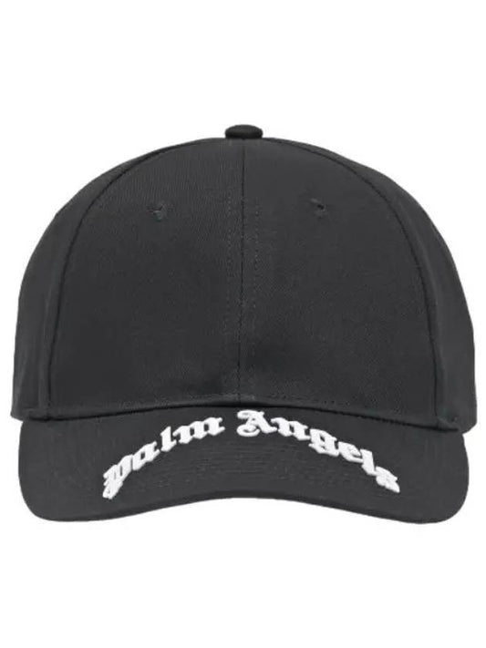 Curve Logo Ball Cap Black Hat - PALM ANGELS - BALAAN 1