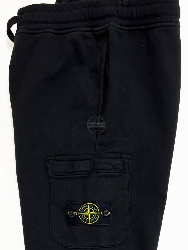 Cotton Fleece Cargo Truck Pants Black - STONE ISLAND - BALAAN 4