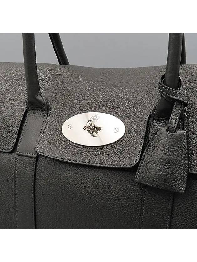 HH5988 Gray color leather new Bayswater silver logo flap lock decoration tote bag - MULBERRY - BALAAN 3