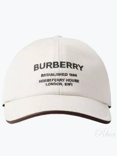 Horseferry Motif Cotton Canvas Ball Cap Ivory - BURBERRY - BALAAN 2