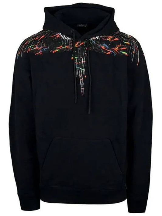 Camo wing hooded sweatshirt black CMBB007S19630024 1088 - MARCELO BURLON - BALAAN 1