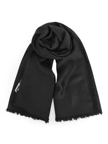 GG Jacquard Wool Silk Muffler Black - GUCCI - BALAAN 1