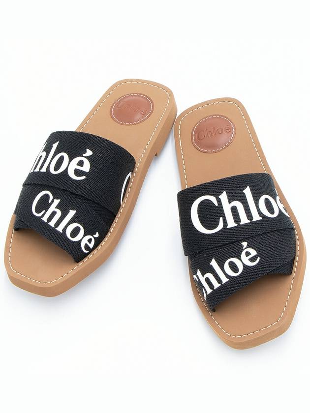 Woody Logo Flat Mule Slippers Black - CHLOE - BALAAN 4