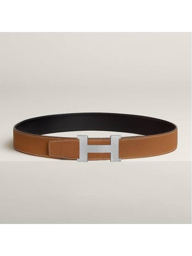 Constance Buckle Reversible Leather Strap 38mm Leather Noir - HERMES - BALAAN 3