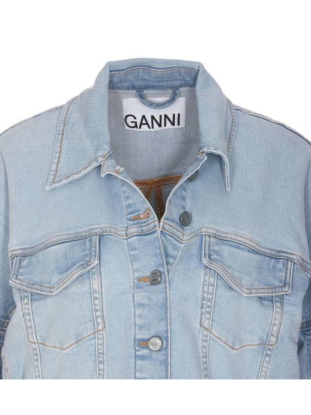 Cropped Denim Jacket Light Blue - GANNI - BALAAN 5