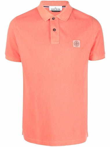 Men's Logo Patch Cotton Short Sleeve Polo Shirt Orange - STONE ISLAND - BALAAN 1