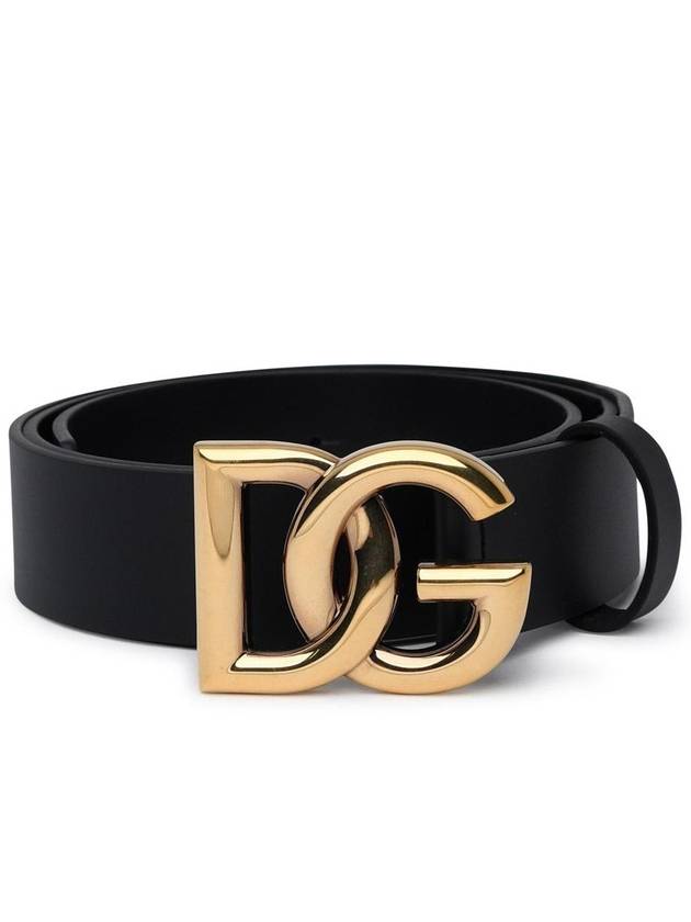 Logo Leather Belt Black Gold - DOLCE&GABBANA - BALAAN 2