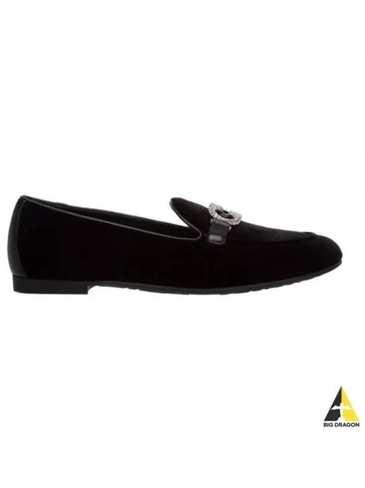 Velvet Crystal Gancini Loafers Black - SALVATORE FERRAGAMO - BALAAN 2