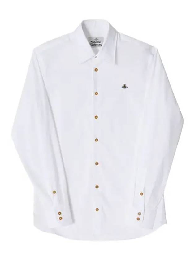 Men's Embroidered ORB Long Sleeve Shirt White - VIVIENNE WESTWOOD - BALAAN 2