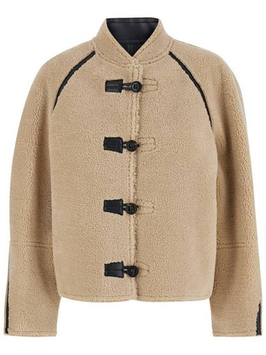 Beige Cropped Reversible Coat In Ecofur Woman - LOW CLASSIC - BALAAN 1