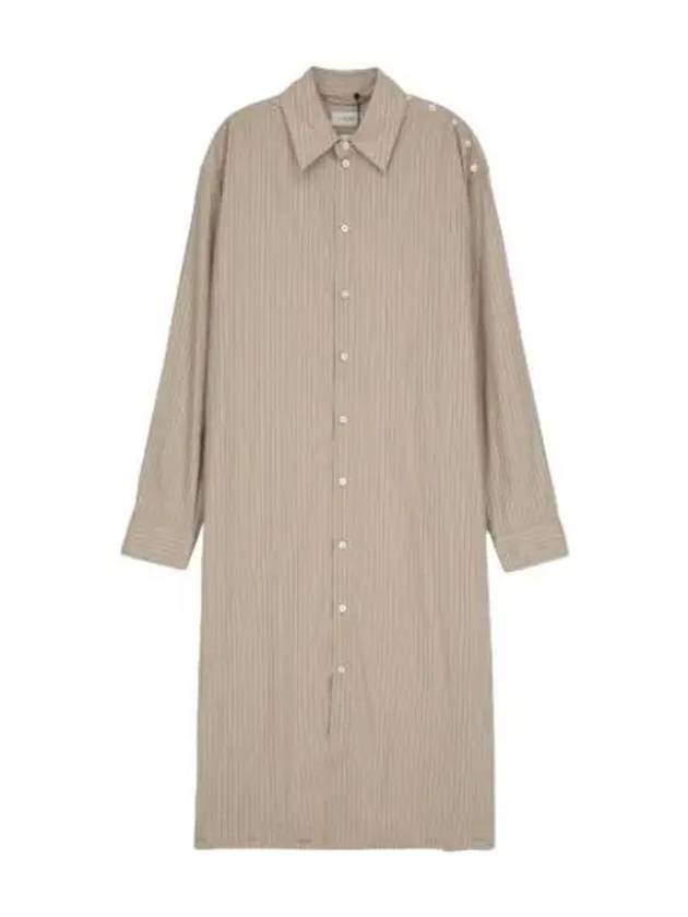 Women's Playful Striped Shirt Midi Dress Rose Beige - LEMAIRE - BALAAN 2