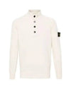 Wappen Patch Half Button Lambswool Knit Top Natural - STONE ISLAND - BALAAN 2