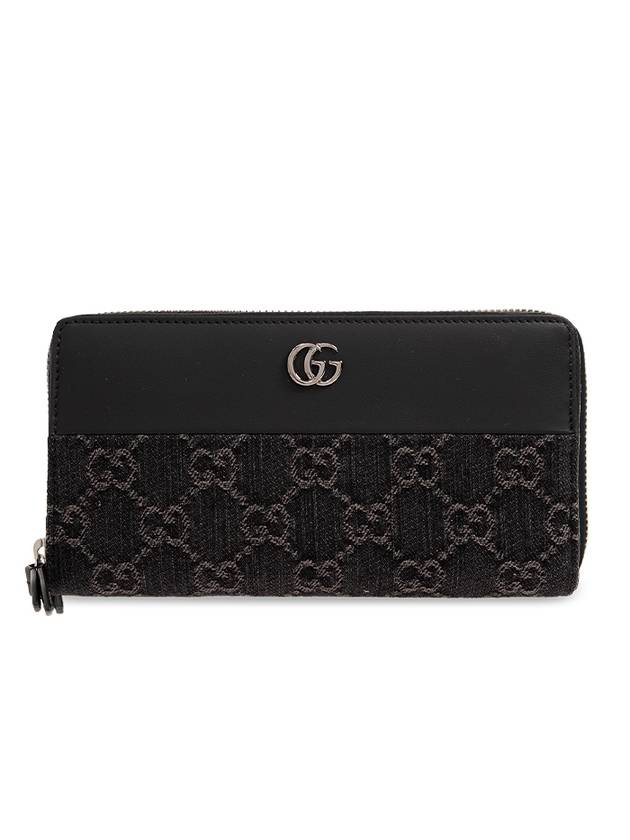 GG Marmont Logo Black Leather Cima Two-Tone Long Wallet Black - GUCCI - BALAAN 2