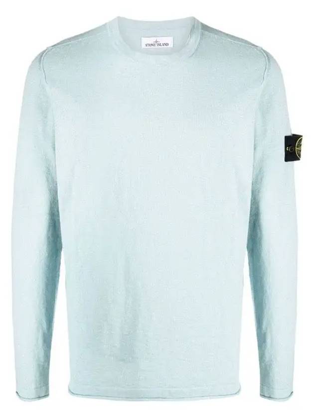 Wappen Patch Crew Neck Knit Top Aqua Blue - STONE ISLAND - BALAAN 2