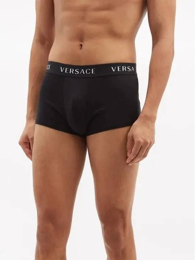 3 Pack Set Logo Jacquard Banded Cotton Briefs Underwear Black - VERSACE - BALAAN 2