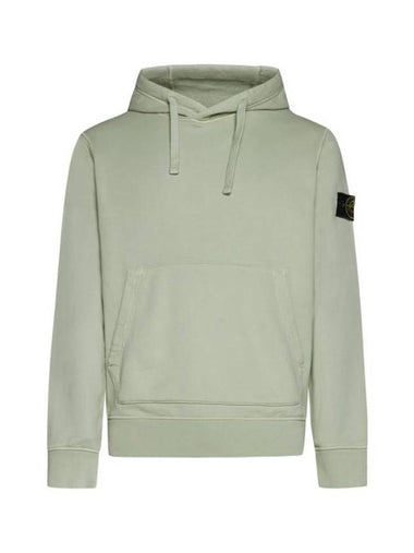 Logo Patch Cotton Fleece Hoodie Musk Green - STONE ISLAND - BALAAN 1