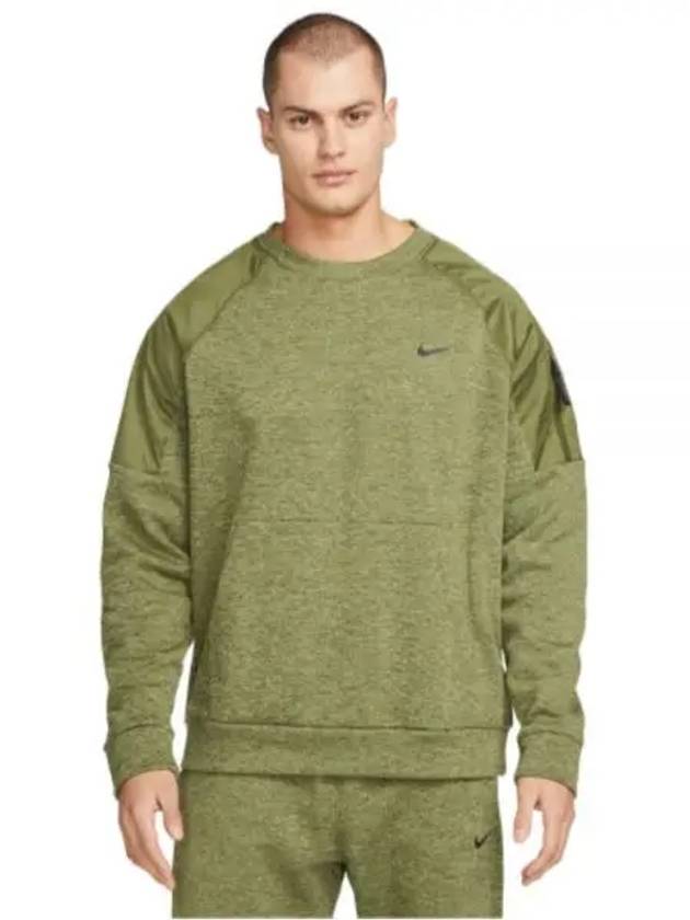 Therma Novelty Crewneck Sweatshirt Khaki - NIKE - BALAAN 2