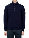 Wappen Patch Half Button Lambswool Knit Top Navy - STONE ISLAND - BALAAN 2