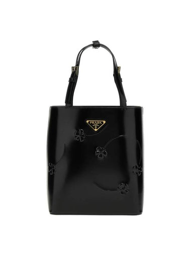 Brushed Leather Tote Bag Nero - PRADA - BALAAN 1