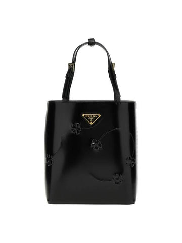 Brushed Leather Tote Bag Nero - PRADA - BALAAN 1